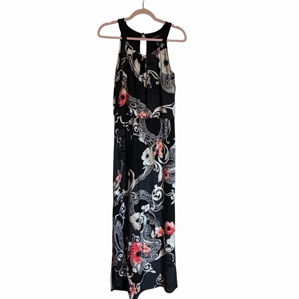White House Black Market Halter Neck Paisley/Floral Print Maxi Dress size Small